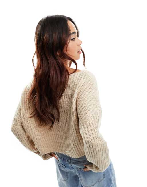 Stradivarius cable knit jumper in beige ASOS