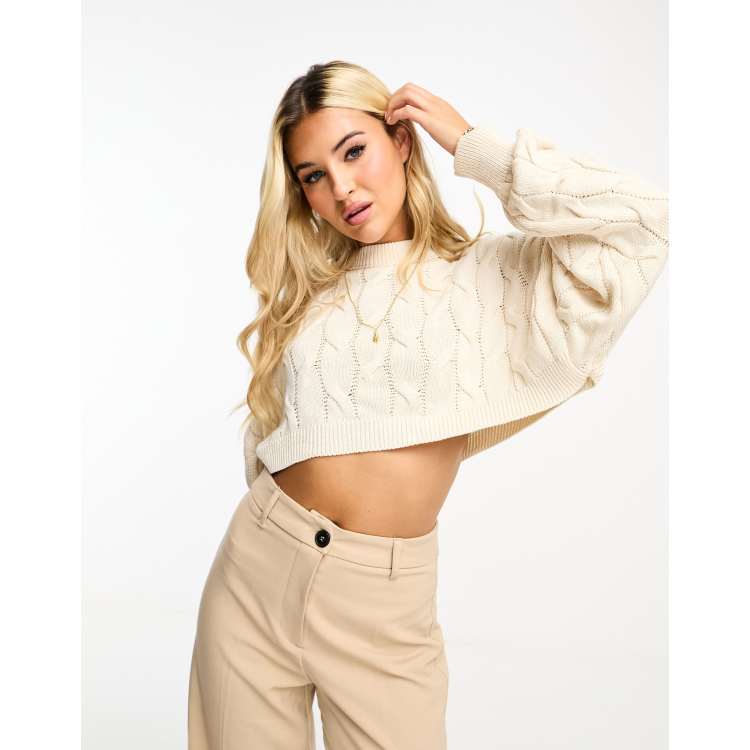 Beige discount cropped jumper