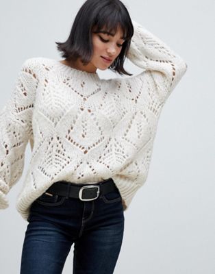 Stradivarius cable knit sweater in cream | ASOS