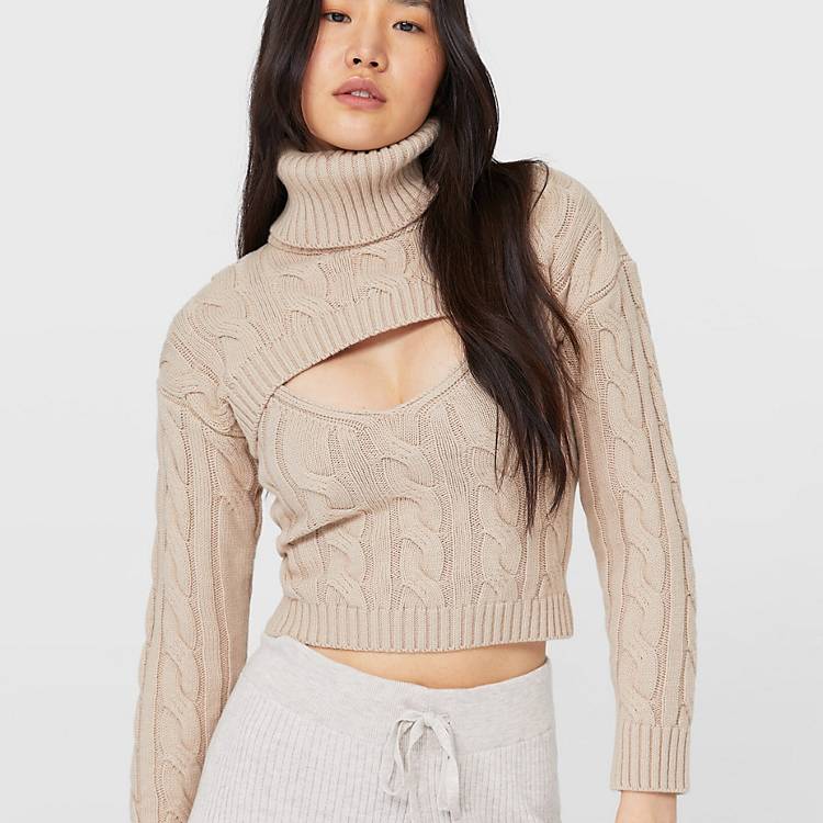 ASOS Damen Kleidung Pullover & Strickjacken Pullover Crop Pullover Cropped jumper with open cable stitch in 