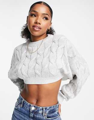 Oversized cropped knitted on sale jumper