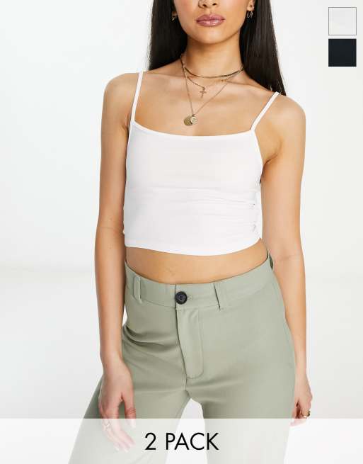 Women's Tank & Cami Tops, White, Black & Cropped