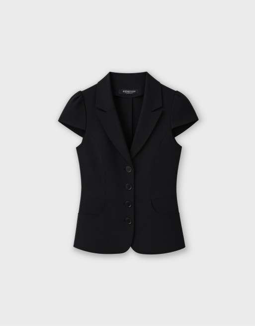 Stradivarius camicia a maniche corte con taschino nera, 6 di 7
