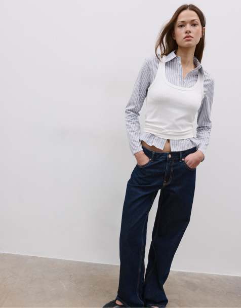 Stradivarius - Camicia aderente grigio perla con cuciture sotto il seno - view 1