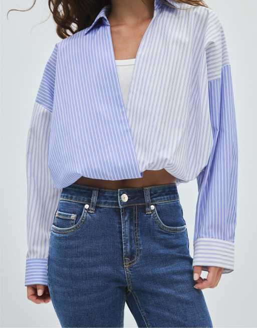 Stradivarius camicia balloon combinata azzurro cielo, 2 di 7