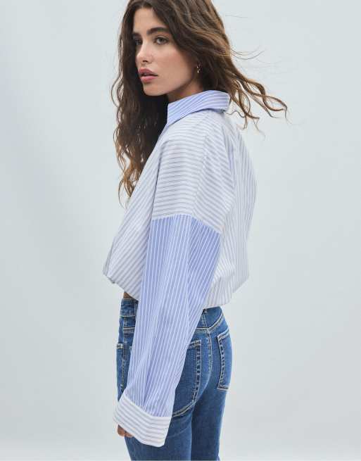 Stradivarius camicia balloon combinata azzurro cielo, 3 di 7