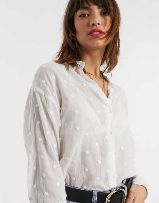 Camicia bianca pois outlet neri