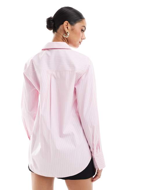 Stradivarius Camicia classica rosa a righe ASOS