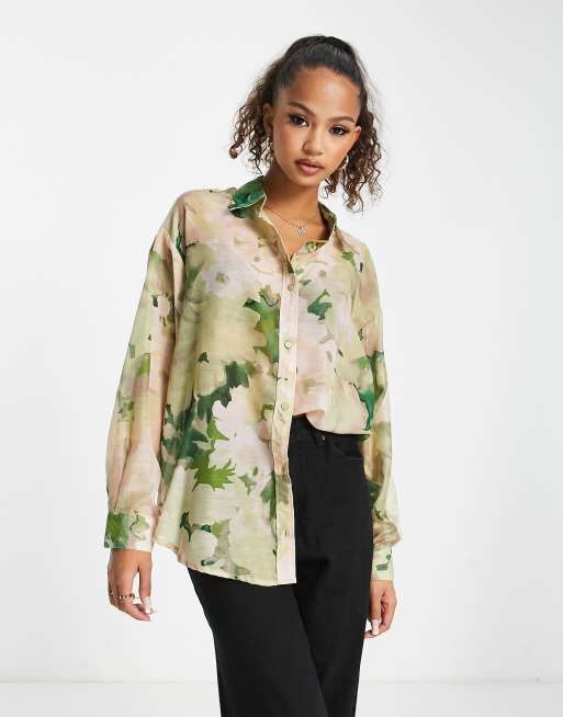 Stradivarius Camicia con stampa a fiori multicolore