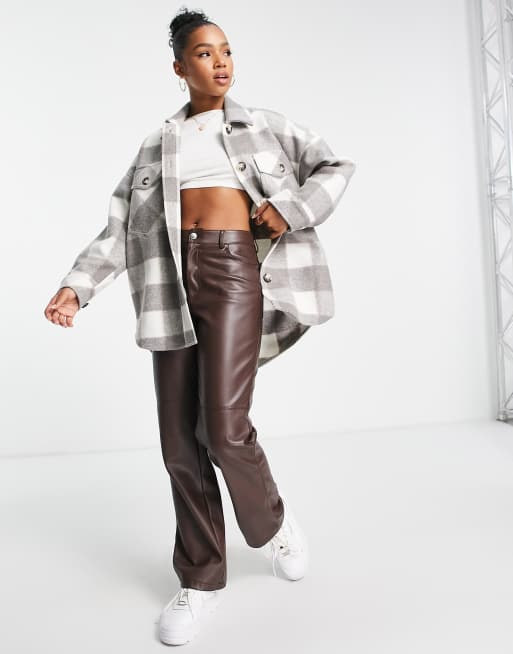 Giacche Blazer A Quadri Stradivarius Cazadora Hebillas Efecto Ante