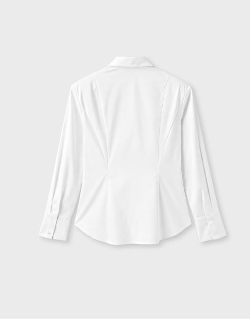 Stradivarius camicia in popeline con spalline imbottite bianca, 7 di 7
