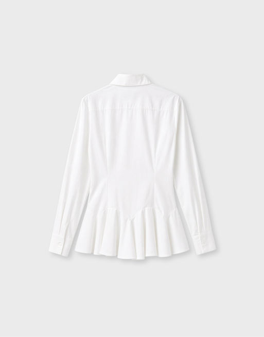 Stradivarius camicia in popeline con volant bianca, 7 di 7