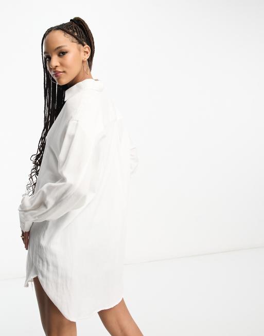 Stradivarius Camicia oversize in lino bianca ASOS