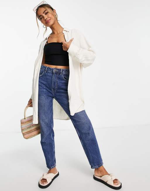 Stradivarius Camicia oversize in lino color neutro ASOS