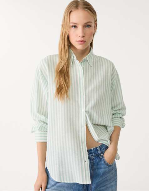 Stradivarius - Camicia verde pastello in misto lino - view 1