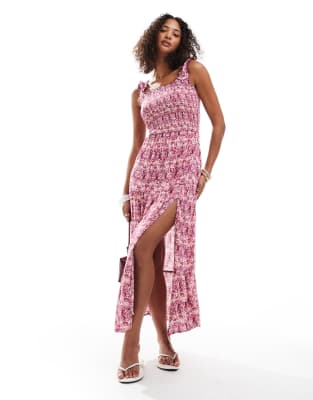Stradivarius - Camisole-Midikleid mit Print-Bunt