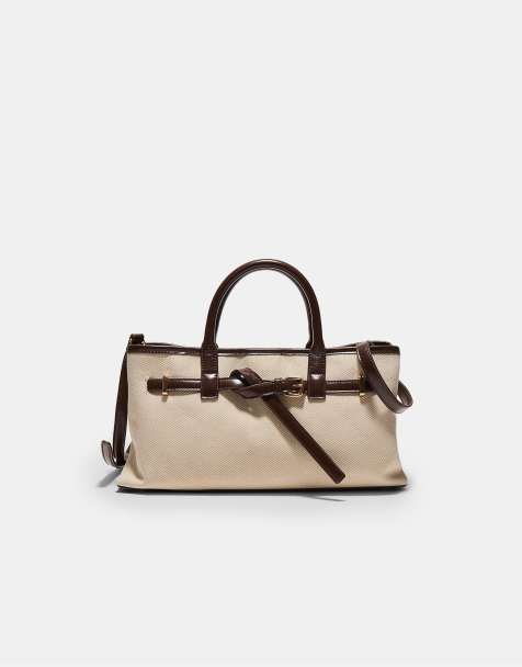 Stradivarius - Canvas tote tas in ecru - view 1