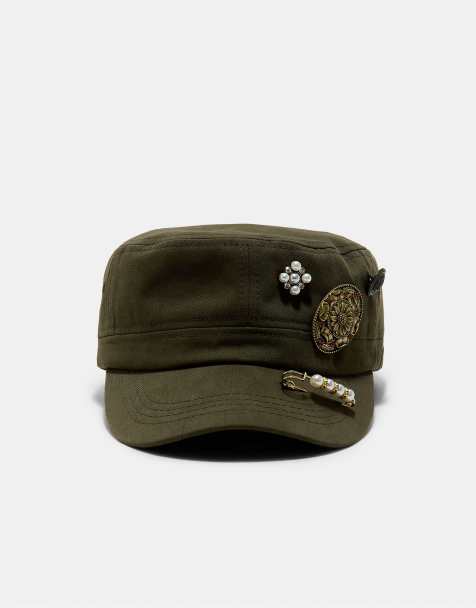 Stradivarius Cap mit Perlen in Khaki - view 1