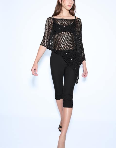 Stradivarius - Cape en maille à sequins - Noir - view 1