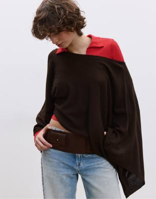 Stradivarius - Cape-Strickoberteil in Braun-Brown