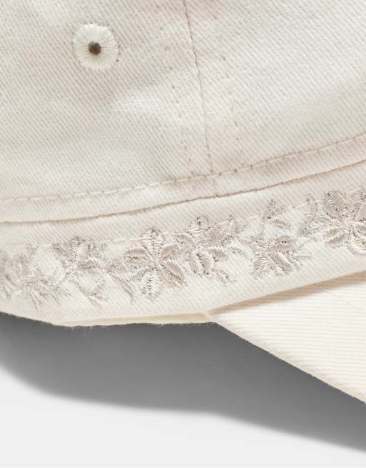 Stradivarius - Cappellino da marinaio écru con ricamo, 3 di 4
