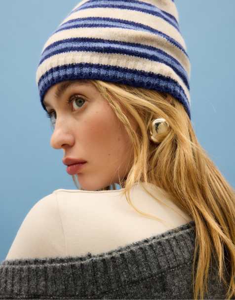 Stradivarius - Cappello a righe blu - view 1