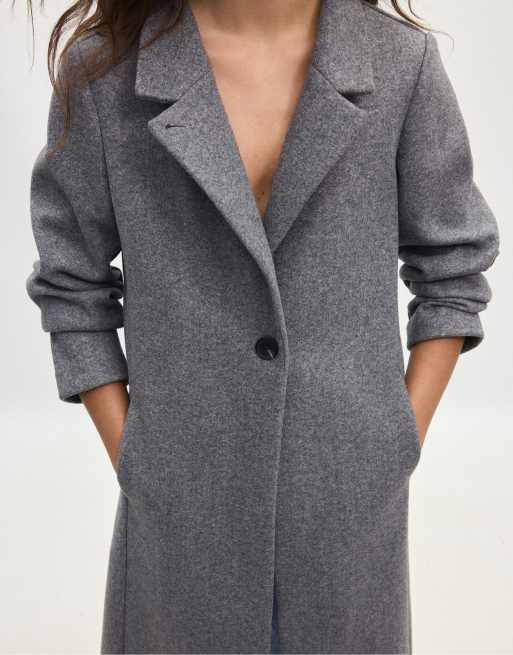 Stradivarius cappotto basic soft-touch grigio scuro, 4 di 7
