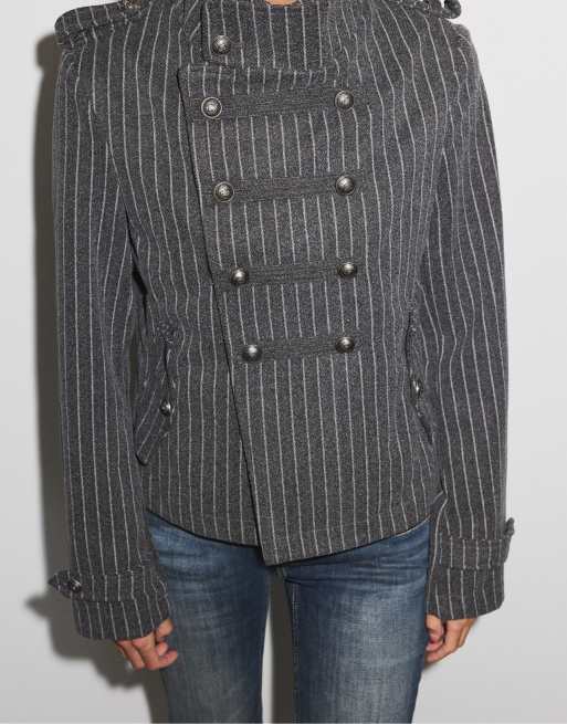 Stradivarius cappotto con texture feltro e bottoni, grigio medio, 4 di 7
