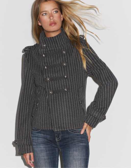 Stradivarius cappotto con texture feltro e bottoni, grigio medio, 5 di 7