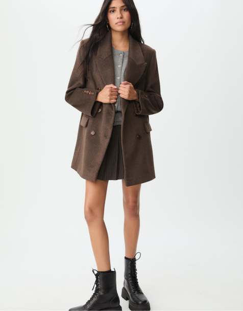 Stradivarius - Cappotto doppiopetto vestibilità classica marrone - view 1