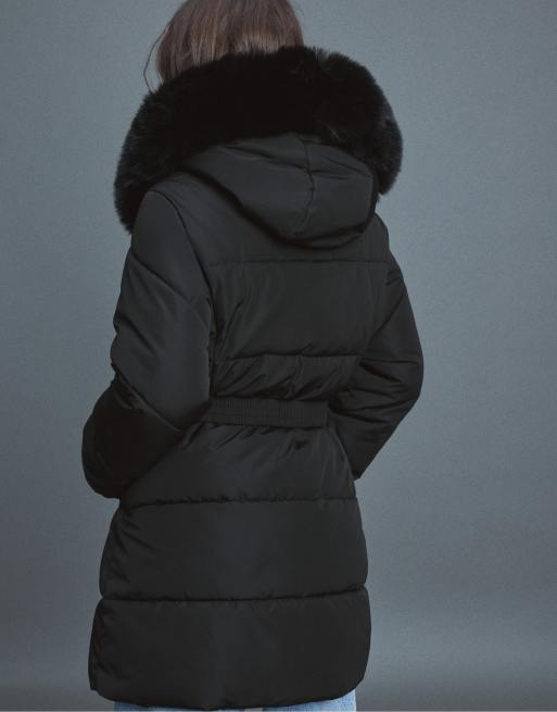 Stradivarius cappotto imbottito aderente nero, 3 di 6