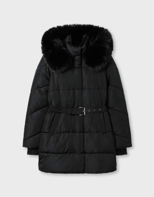 Stradivarius cappotto imbottito aderente nero, 5 di 6