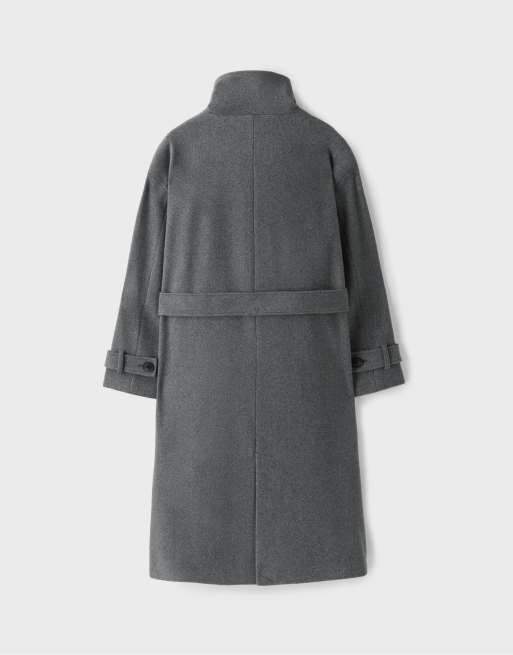 Stradivarius cappotto lungo accollato grigio scuro, 7 di 7