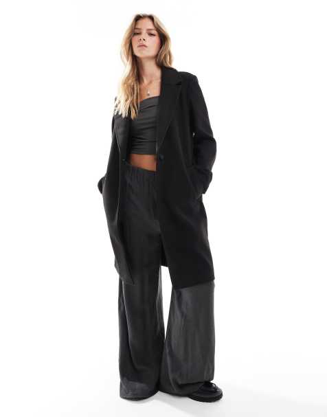 Stradivarius - Cappotto midi nero morbido al tatto con bottoni - view 1