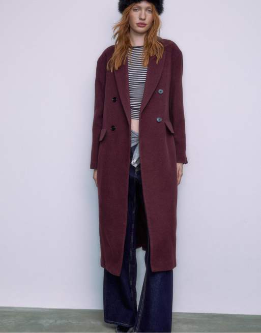 Stradivarius - Cappotto taglio lungo oversize viola