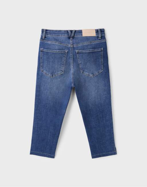 Stradivarius Capri-jeans i mediumblå denim, 7 af 7