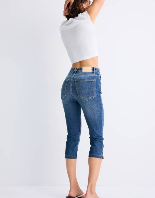 Stradivarius Capri jeans in medium blue denim, 3 of 7