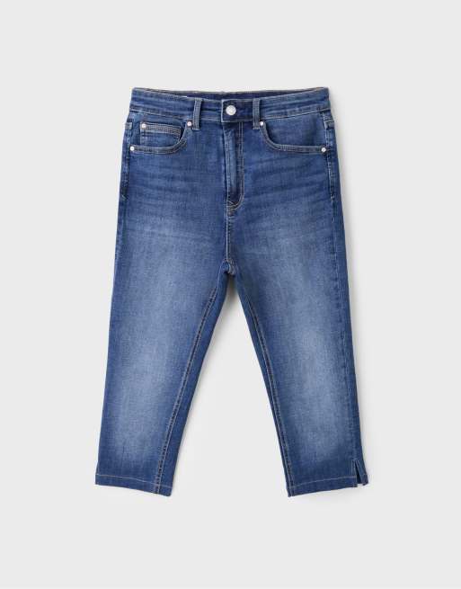 Stradivarius Capri jeans in middenblauw denim, 6 van 7