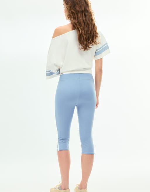 Stradivarius caprileggings med sidostripe i himmelsblått, 3 av 7