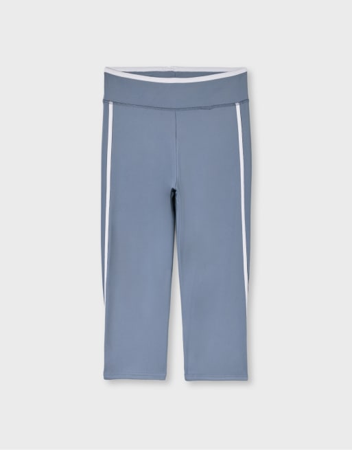 Stradivarius caprileggings med sidostripe i himmelsblått, 6 av 7