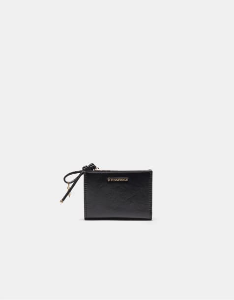 Stradivarius Cardholder purse with pull tab detail in black - view 1