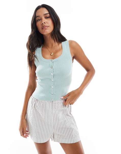 Stradivarius - Cardigan a canotta in maglia verde - view 1
