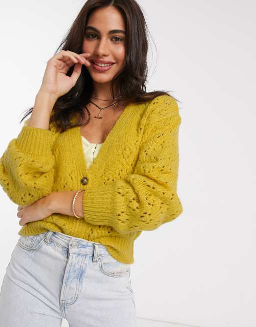 Stradivarius Cardigan All Uncinetto Giallo Asos