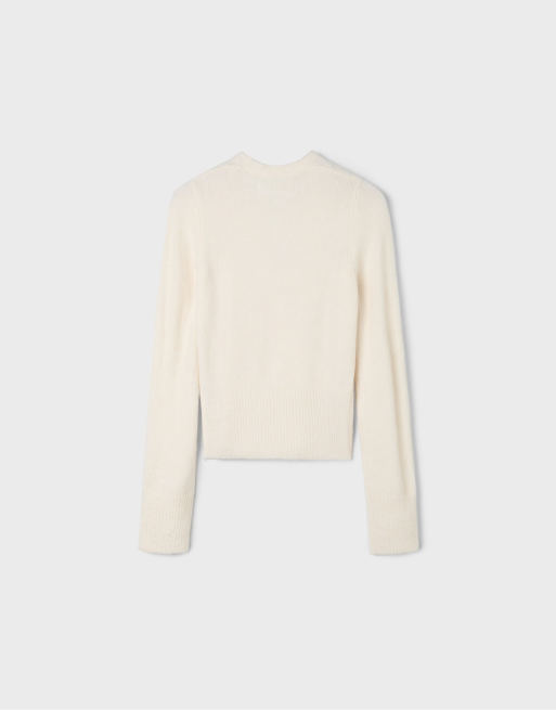 Stradivarius cardigan i strik med slå om og knapper i ecru, 7 af 7
