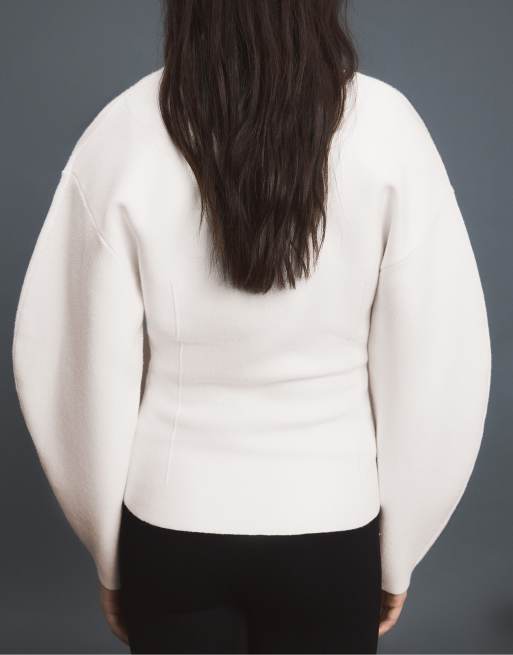 Stradivarius cardigan in maglia con bottoni a contrasto color ecru, 3 di 7