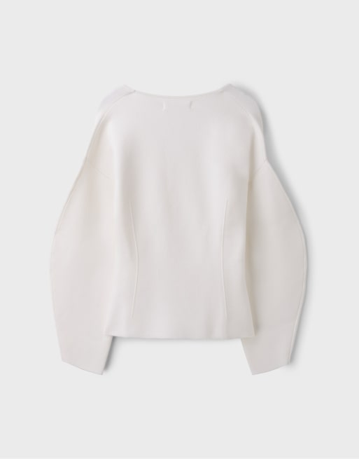 Stradivarius cardigan in maglia con bottoni a contrasto color ecru, 7 di 7