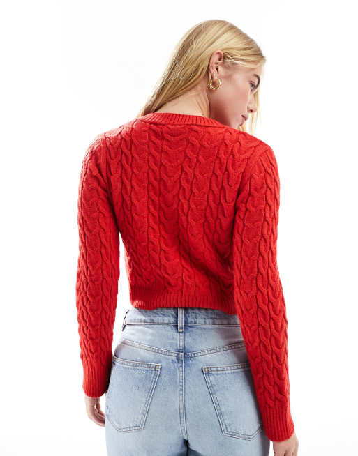 Stradivarius - Cardigan rosso , 4 di 4