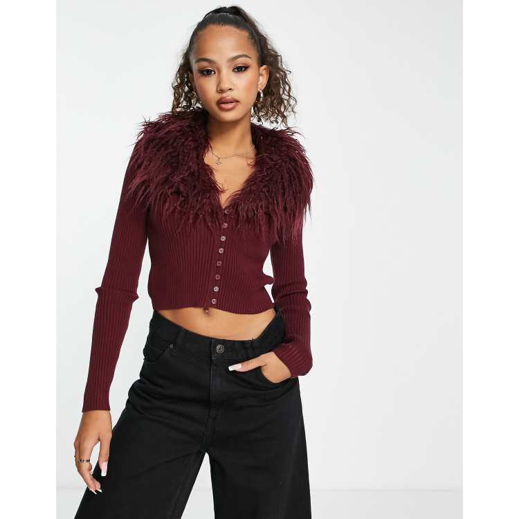 Burgundy 2024 cropped cardigan