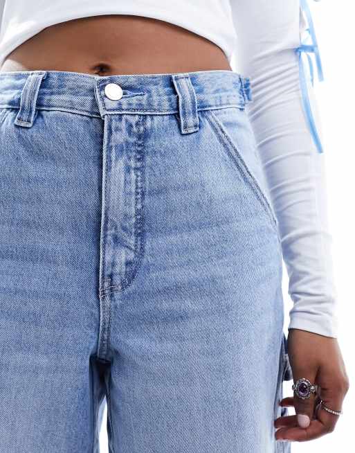 Stradivarius carpenter jeans with adjustable waist in light