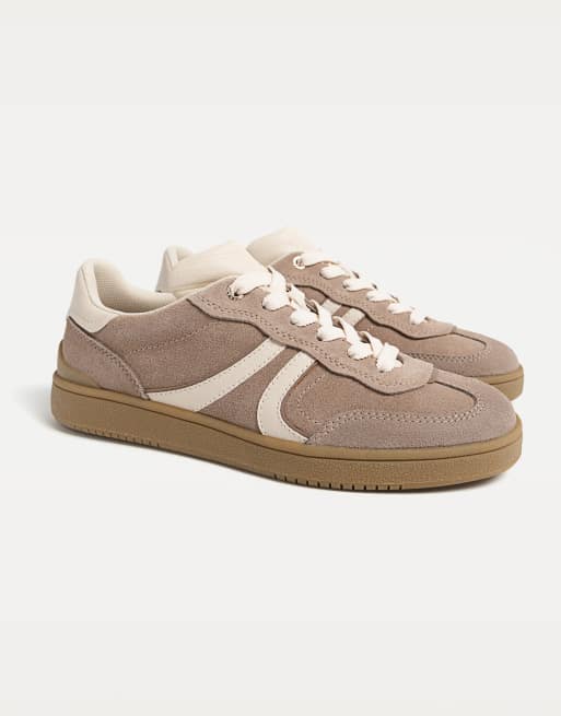 Stradivarius casual leather trainers in beige